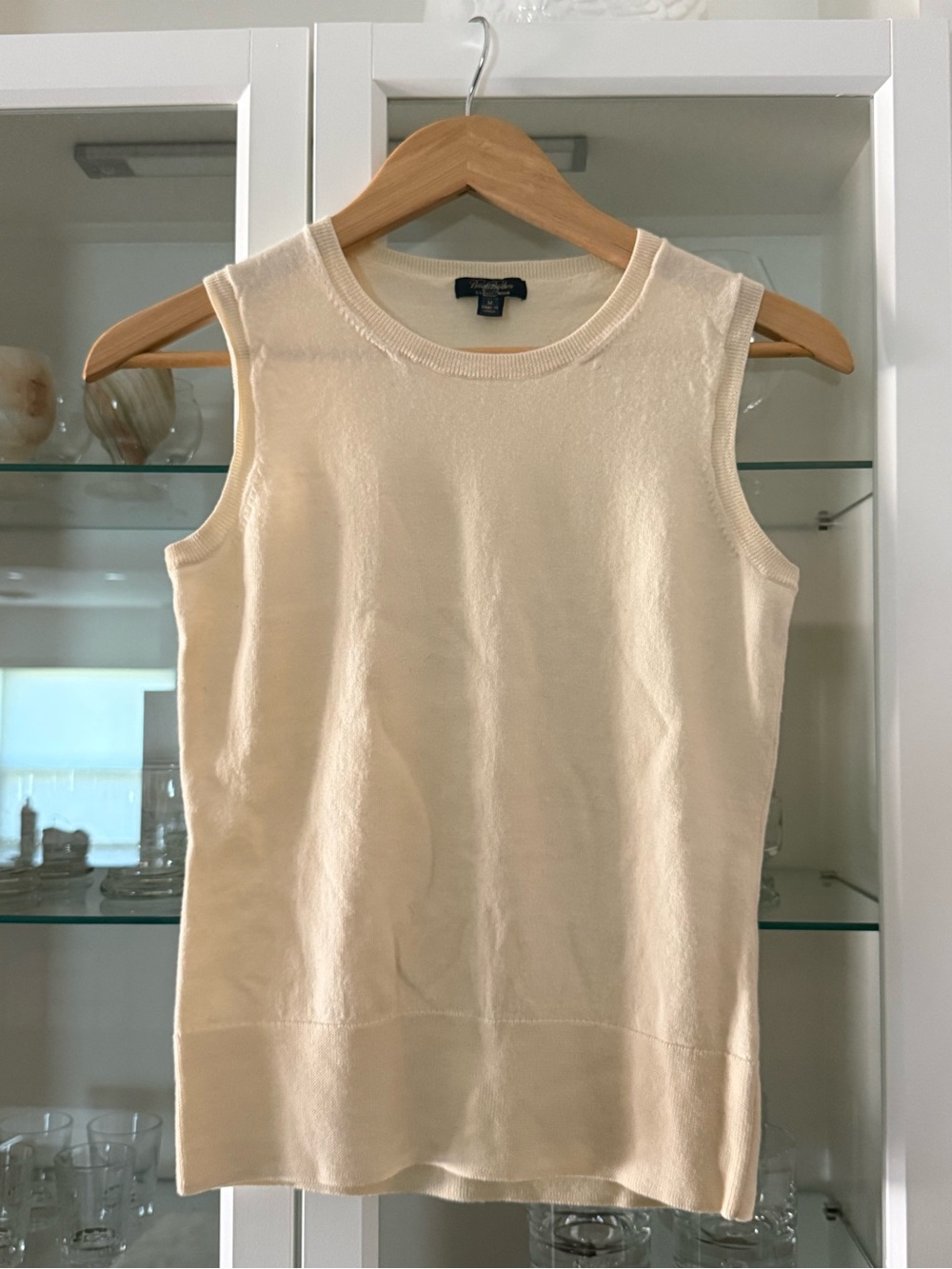 Brooks Brothers Cream Sleeveless Knit Tank